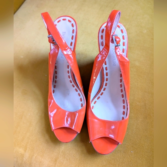 Orange Peep-Toe Slingback Heels - Picture 2 of 5